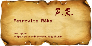 Petrovits Réka névjegykártya