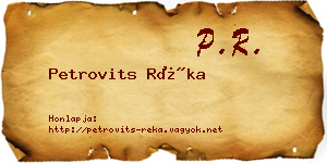 Petrovits Réka névjegykártya